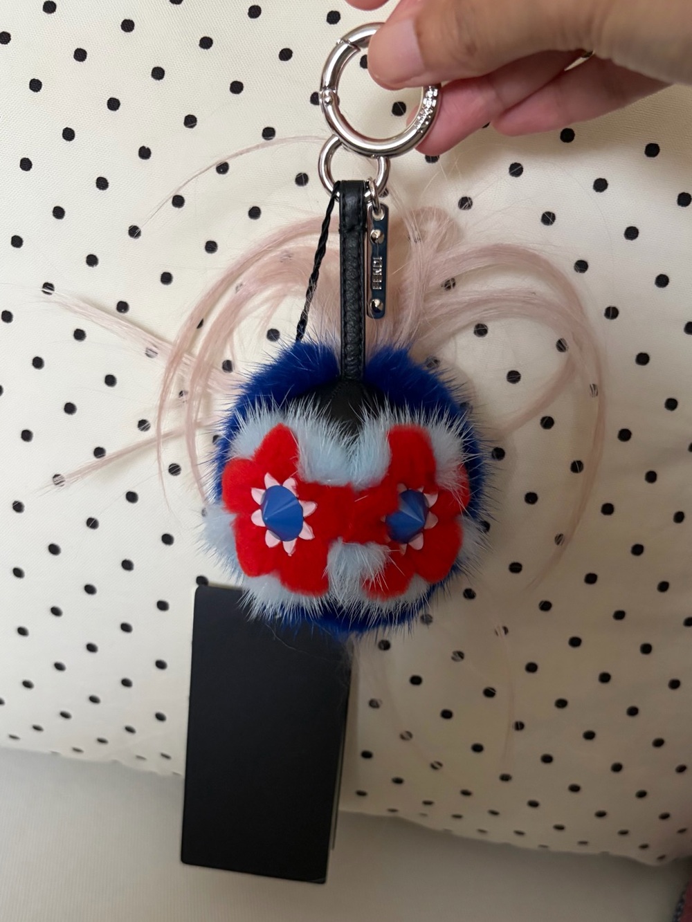 New NWT Fendi Bag Bugs Mohawk Monster Fur Karl Lagerfeld Bag Charm Keyring